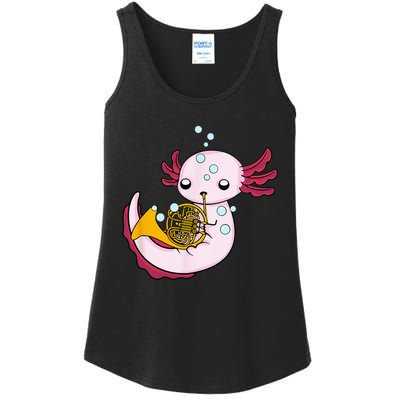 French Horn Player Kids Axolotl Big Band French Horn Ladies Essential Tank