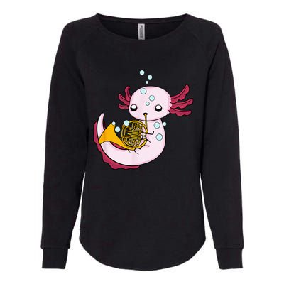 French Horn Player Kids Axolotl Big Band French Horn Womens California Wash Sweatshirt