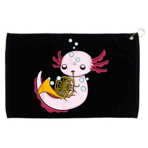 French Horn Player Kids Axolotl Big Band French Horn Grommeted Golf Towel