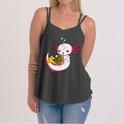 French Horn Player Kids Axolotl Big Band French Horn Women's Strappy Tank