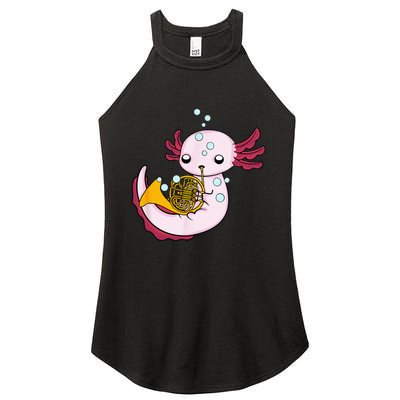 French Horn Player Kids Axolotl Big Band French Horn Women's Perfect Tri Rocker Tank