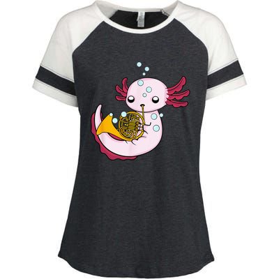 French Horn Player Kids Axolotl Big Band French Horn Enza Ladies Jersey Colorblock Tee