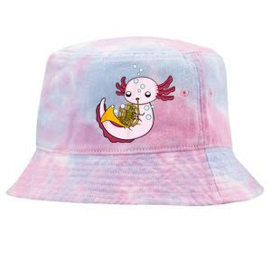 French Horn Player Kids Axolotl Big Band French Horn Tie-Dyed Bucket Hat