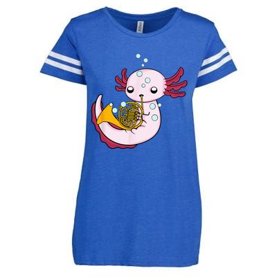 French Horn Player Kids Axolotl Big Band French Horn Enza Ladies Jersey Football T-Shirt