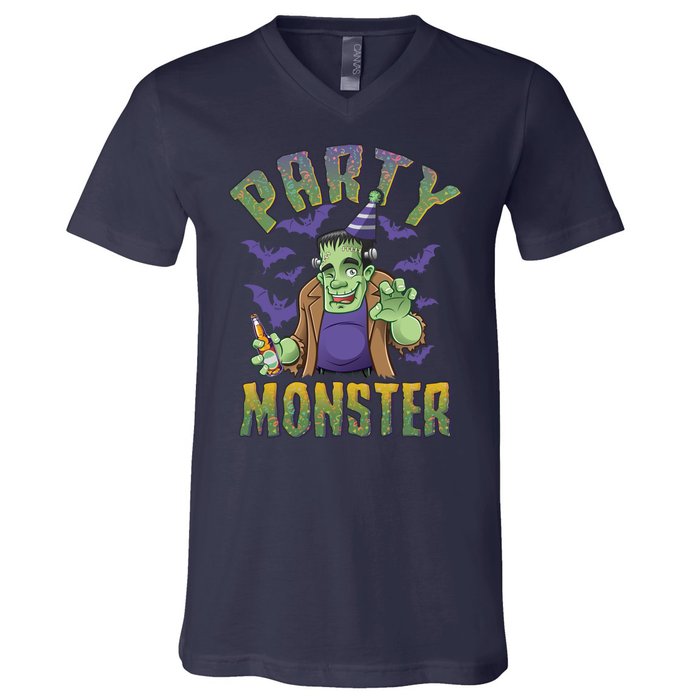 Funny Halloween Party Monster Frankenstein V-Neck T-Shirt