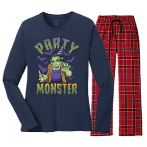 Funny Halloween Party Monster Frankenstein Women's Long Sleeve Flannel Pajama Set 