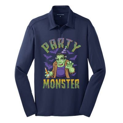 Funny Halloween Party Monster Frankenstein Silk Touch Performance Long Sleeve Polo