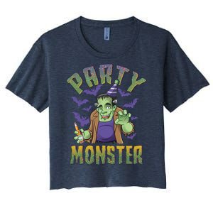 Funny Halloween Party Monster Frankenstein Women's Crop Top Tee