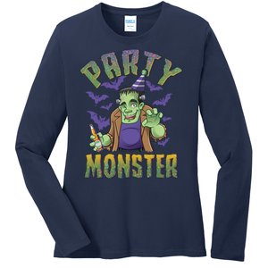 Funny Halloween Party Monster Frankenstein Ladies Long Sleeve Shirt