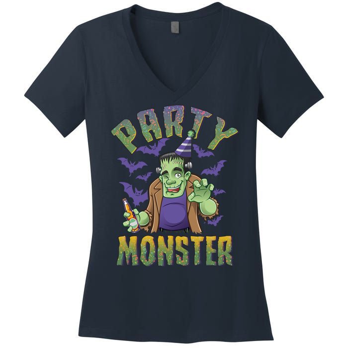 Funny Halloween Party Monster Frankenstein Women's V-Neck T-Shirt