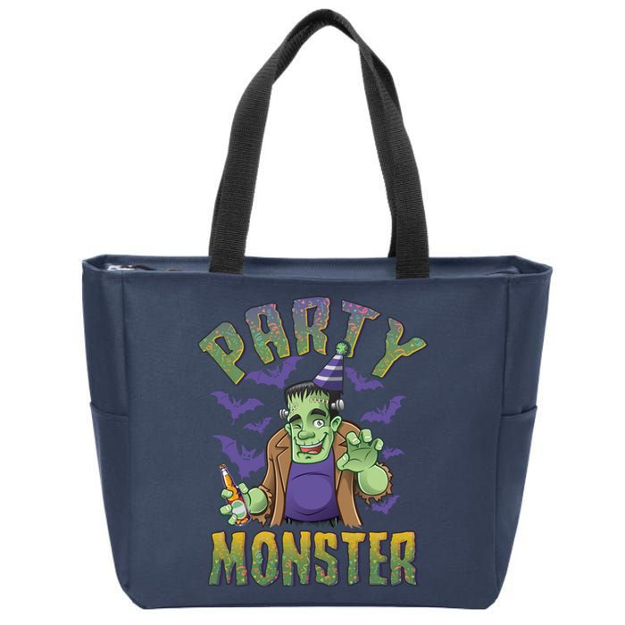 Funny Halloween Party Monster Frankenstein Zip Tote Bag