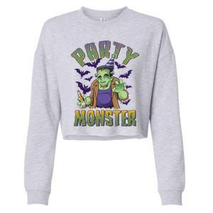 Funny Halloween Party Monster Frankenstein Cropped Pullover Crew