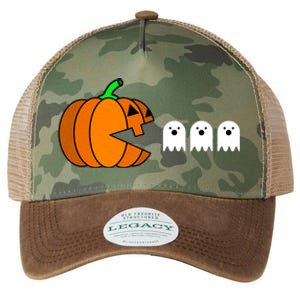 Funny Halloween Pumpkin Eating Ghost Gamer Legacy Tie Dye Trucker Hat