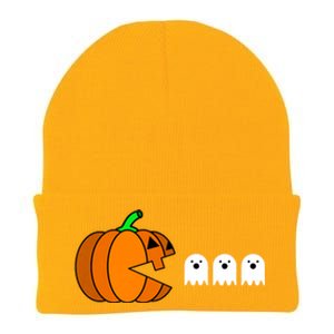 Funny Halloween Pumpkin Eating Ghost Gamer Knit Cap Winter Beanie