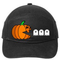 Funny Halloween Pumpkin Eating Ghost Gamer 7-Panel Snapback Hat