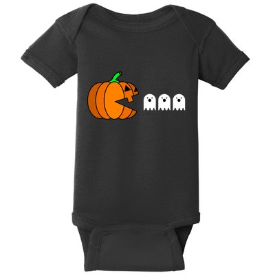 Funny Halloween Pumpkin Eating Ghost Gamer Baby Bodysuit