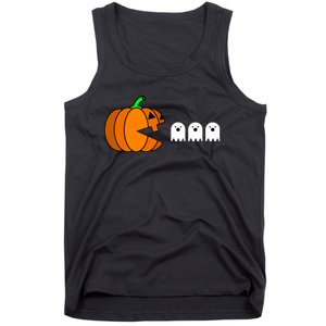 Funny Halloween Pumpkin Eating Ghost Gamer Tank Top