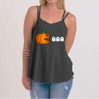 Funny Halloween Pumpkin Eating Ghost Gamer Women's Strappy Tank