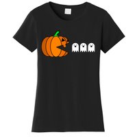 Funny Halloween Pumpkin Eating Ghost Gamer Women's T-Shirt