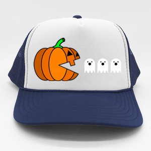 Funny Halloween Pumpkin Eating Ghost Gamer Trucker Hat