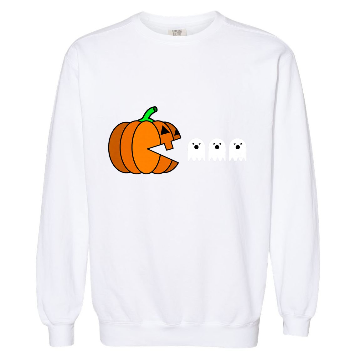 Funny Halloween Pumpkin Eating Ghost Gamer Garment-Dyed Sweatshirt