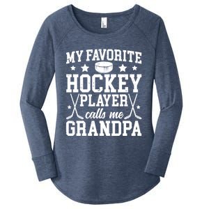 Favorite Hockey Player Calls Me Grandpa Ice Hockey Grandpa Funny Gift Women's Perfect Tri Tunic Long Sleeve Shirt