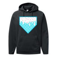 Funny Home Plate Drip Ice Cream Softball & Baseball Performance Fleece Hoodie