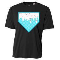 Funny Home Plate Drip Ice Cream Softball & Baseball Cooling Performance Crew T-Shirt