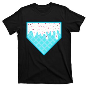 Funny Home Plate Drip Ice Cream Softball & Baseball T-Shirt