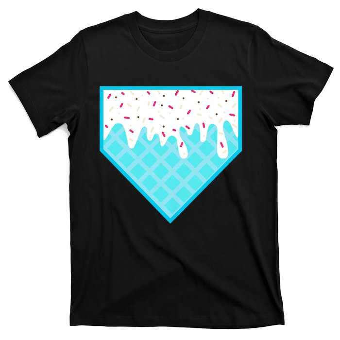 Funny Home Plate Drip Ice Cream Softball & Baseball T-Shirt