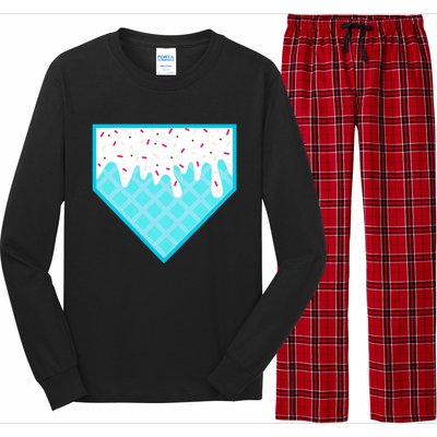 Funny Home Plate Drip Ice Cream Softball & Baseball Long Sleeve Pajama Set