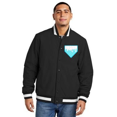 Funny Home Plate Drip Ice Cream Softball & Baseball Insulated Varsity Jacket