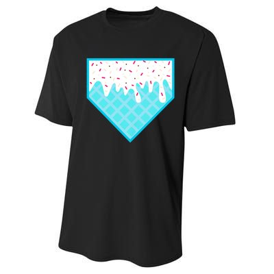 Funny Home Plate Drip Ice Cream Softball & Baseball Performance Sprint T-Shirt