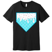 Funny Home Plate Drip Ice Cream Softball & Baseball Premium T-Shirt