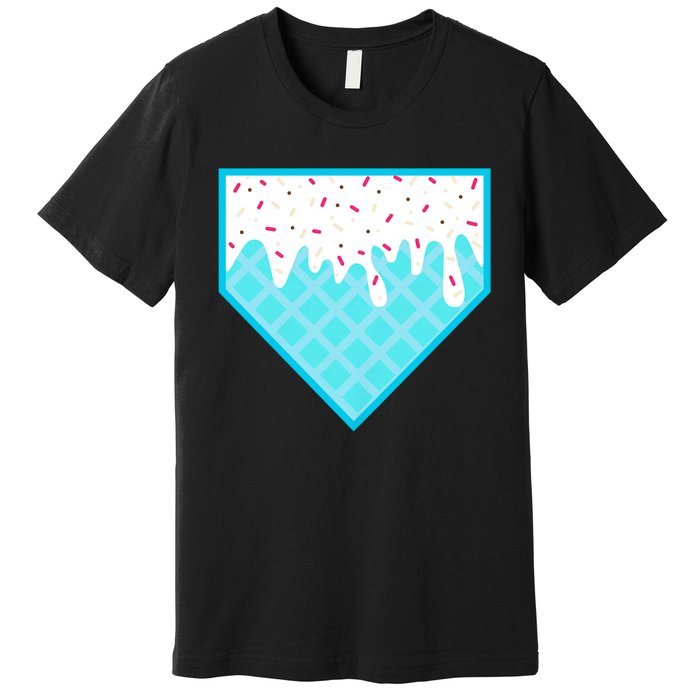 Funny Home Plate Drip Ice Cream Softball & Baseball Premium T-Shirt