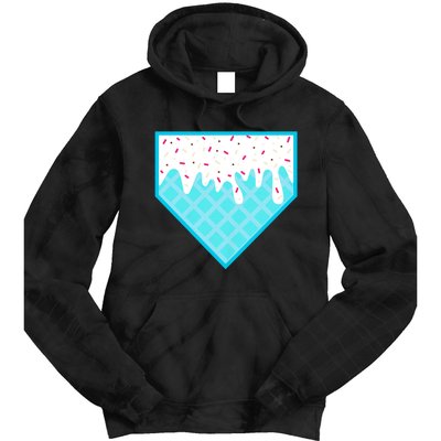 Funny Home Plate Drip Ice Cream Softball & Baseball Tie Dye Hoodie