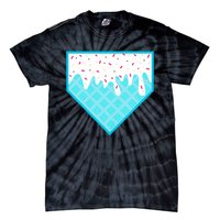 Funny Home Plate Drip Ice Cream Softball & Baseball Tie-Dye T-Shirt