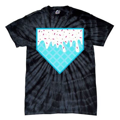 Funny Home Plate Drip Ice Cream Softball & Baseball Tie-Dye T-Shirt