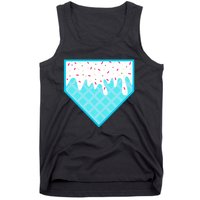 Funny Home Plate Drip Ice Cream Softball & Baseball Tank Top