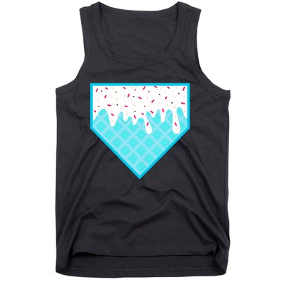 Funny Home Plate Drip Ice Cream Softball & Baseball Tank Top