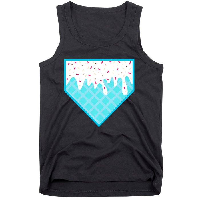 Funny Home Plate Drip Ice Cream Softball & Baseball Tank Top