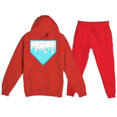 Funny Home Plate Drip Ice Cream Softball & Baseball Premium Hooded Sweatsuit Set