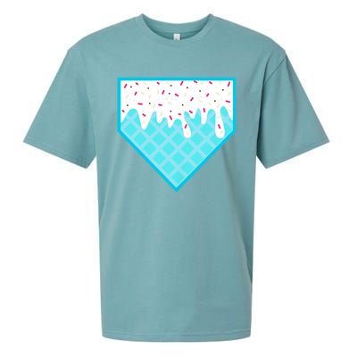 Funny Home Plate Drip Ice Cream Softball & Baseball Sueded Cloud Jersey T-Shirt