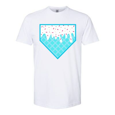 Funny Home Plate Drip Ice Cream Softball & Baseball Softstyle CVC T-Shirt