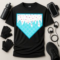 Funny Home Plate Drip Ice Cream Softball & Baseball Cooling Performance Crew T-Shirt
