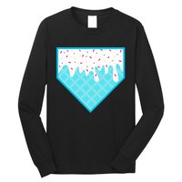 Funny Home Plate Drip Ice Cream Softball & Baseball Long Sleeve Shirt