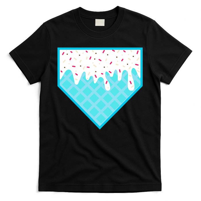 Funny Home Plate Drip Ice Cream Softball & Baseball T-Shirt