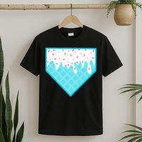 Funny Home Plate Drip Ice Cream Softball & Baseball T-Shirt