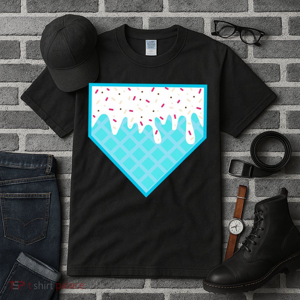 Funny Home Plate Drip Ice Cream Softball & Baseball Tall T-Shirt