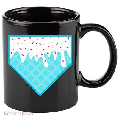 Funny Home Plate Drip Ice Cream Softball & Baseball 11oz C Handle Ceramic Mug
